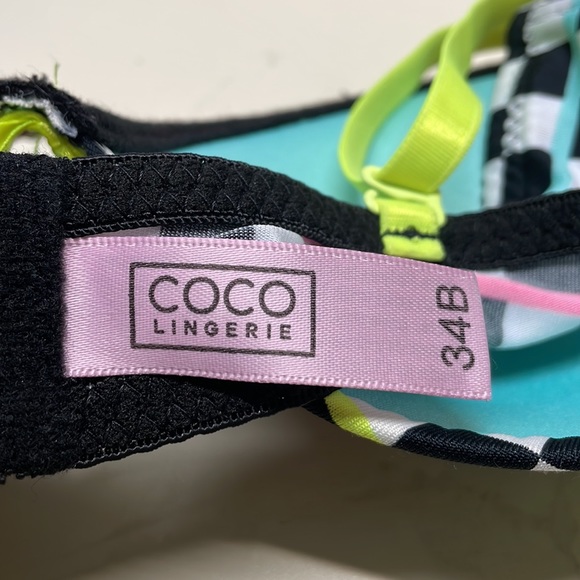 Coco Lingerie Bra Size 34 B Black and White in a chess pattern - Picture 4 of 6